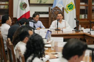 Gobernador Joaquín Díaz Mena se reúne con oficial de ONU-DH en México